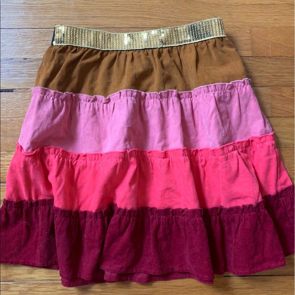 Ruum Pink corduroy ruffle skirt